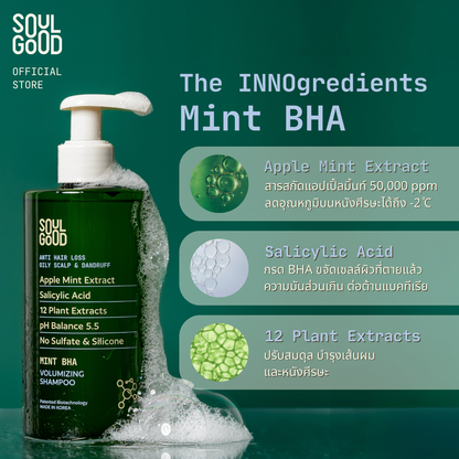 Mint BHA Anti Hair Loss Oily Dandruff Scalp Shampoo 300ml